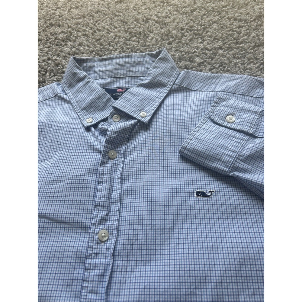 Vineyard Vines Men's XL Classic Fit Whale Shirt Light Blue Plaid Long Slv Button